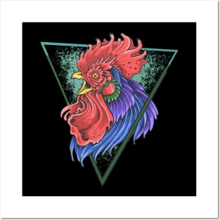 Rooster Colorful Head Posters and Art